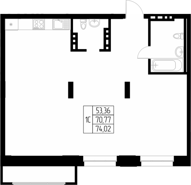 Планировка своб. план. 68.75 м² в ЖК «Олимп. Горно-Алтайск»