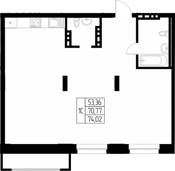 Планировка своб. план. 68.75 м² в ЖК «Олимп. Горно-Алтайск»