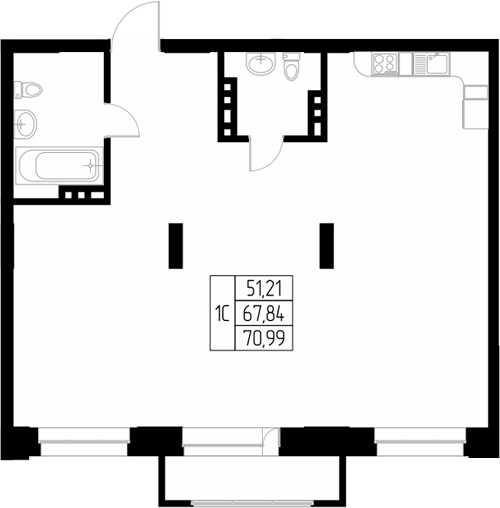 Планировка своб. план. 70.99 м² в ЖК «Олимп. Горно-Алтайск»