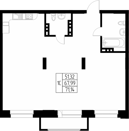 Планировка своб. план. 69.30 м² в ЖК «Олимп. Горно-Алтайск»