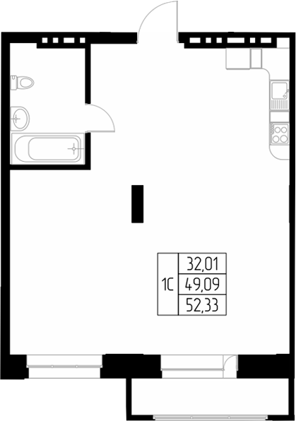 Планировка свободная планировка 46.96 м² в ЖК «Олимп. Горно-Алтайск»