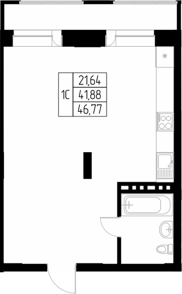 Планировка своб. план. 37.86 м² в ЖК «Олимп. Горно-Алтайск»