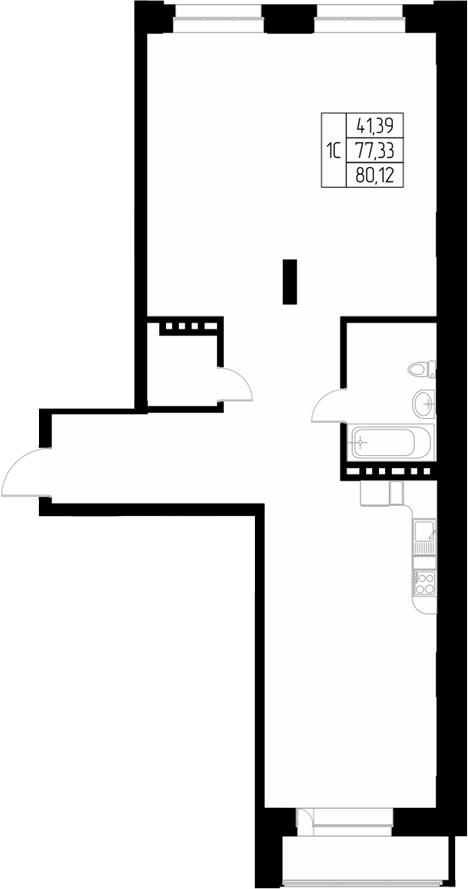 Планировка своб. план. 77.90 м² в ЖК «Олимп. Горно-Алтайск»