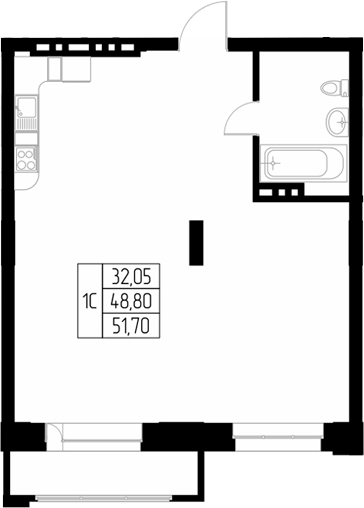 Планировка свободная планировка 49.90 м² в ЖК «Олимп. Горно-Алтайск»