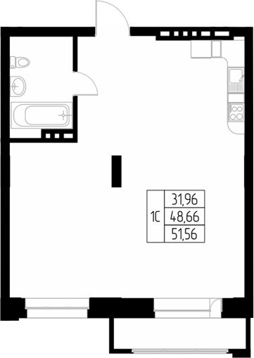 Планировка свободная планировка 49.80 м² в ЖК «Олимп. Горно-Алтайск»