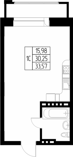 Планировка свободная планировка 31.40 м² в ЖК «Олимп. Горно-Алтайск»