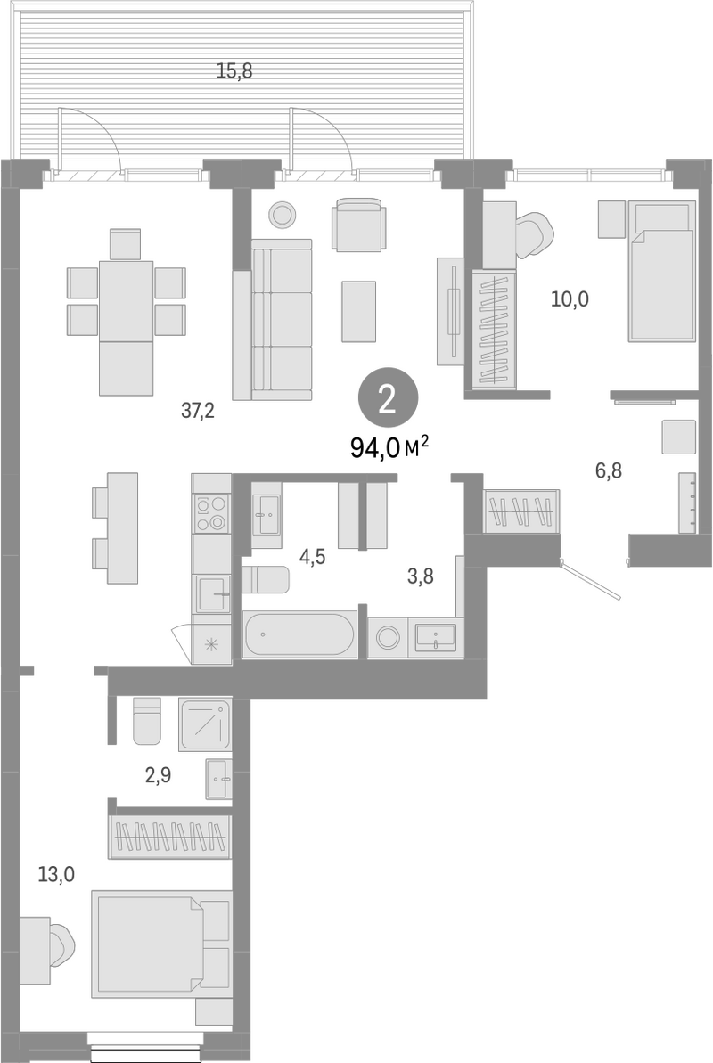 Планировка 3е-к. квартира 78.20 м² в ЖК «Лебедевский»