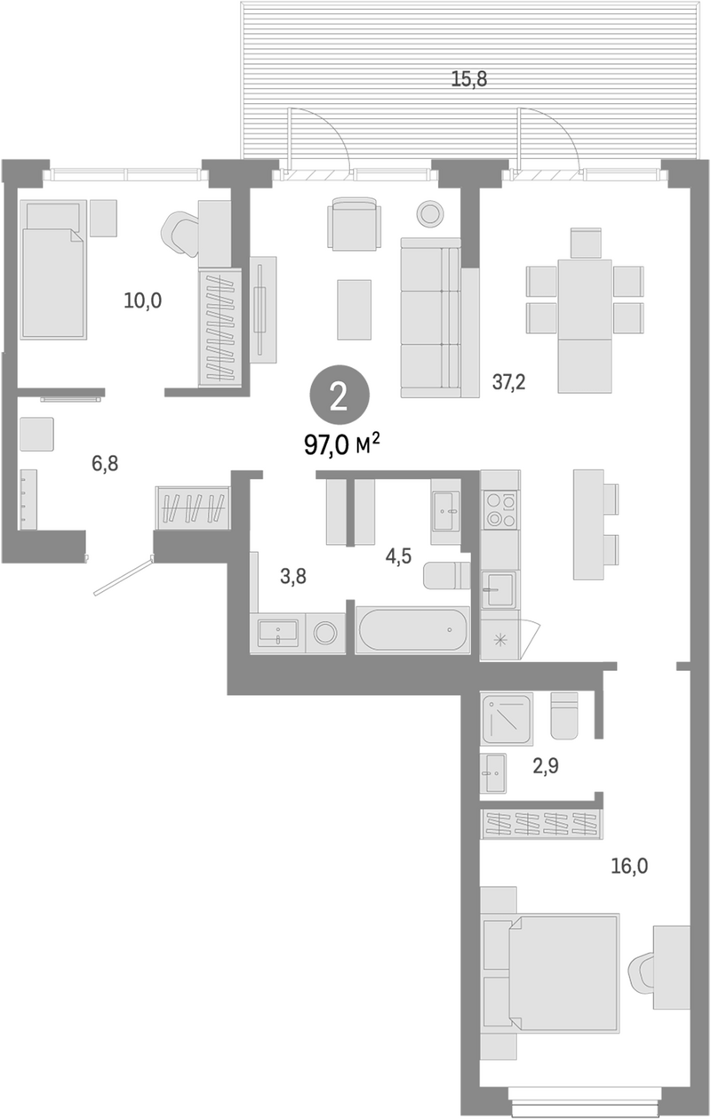 Планировка 3е-к. квартира 81.20 м² в ЖК «Лебедевский»