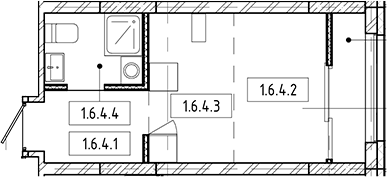 Планировка студии 18.85 м² в ЖК «Европейский берег»