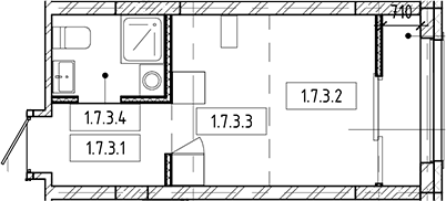 Планировка студия 18.85 м² в ЖК «Европейский берег»