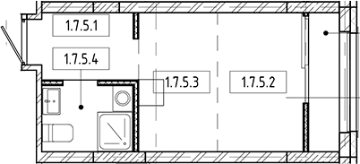 Планировка студии 18.85 м² в ЖК «Европейский берег»
