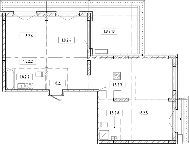 Планировка своб. план. 81.61 м² в ЖК «Европейский берег»