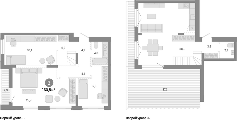 Планировка своб. план. 120.30 м² в ЖК «Европейский берег»