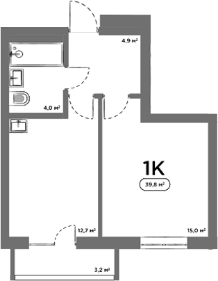 Планировка 1-к.кв 36.60 м² в ЖК «Авеню на Выборной»