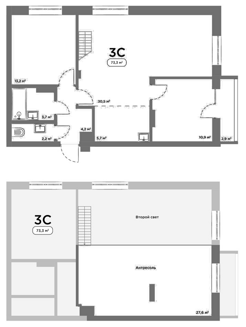 Планировка 3е-к.кв 70.40 м² в ЖК «Авеню на Выборной»