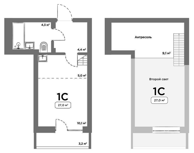 Планировка студии 23.80 м² в ЖК «Авеню на Выборной»