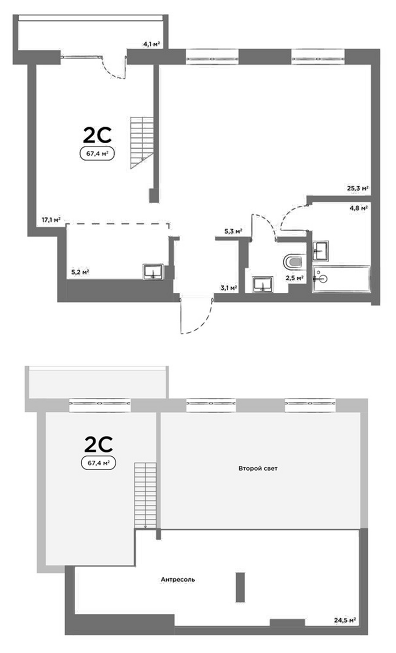 Планировка 2е-к.кв 63.30 м² в ЖК «Авеню на Выборной»