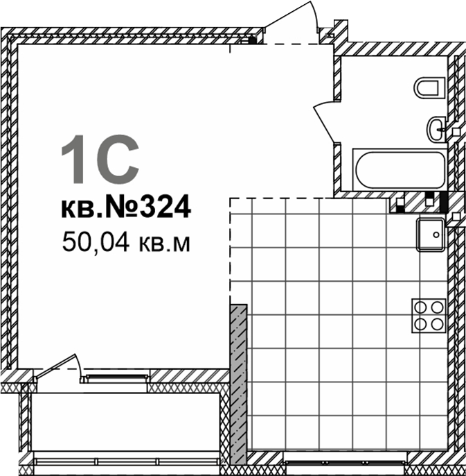 Планировка своб. план. 50.04 м² в ЖК «Римский квартал»