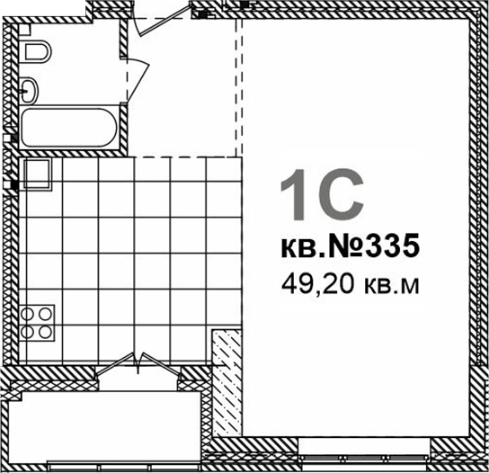 Планировка своб. план. 49.20 м² в ЖК «Римский квартал»