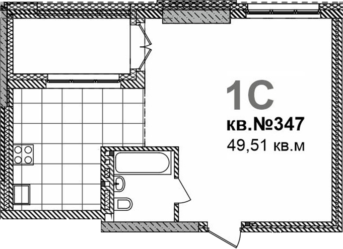 Планировка своб. план. 54.30 м² в ЖК «Римский квартал»