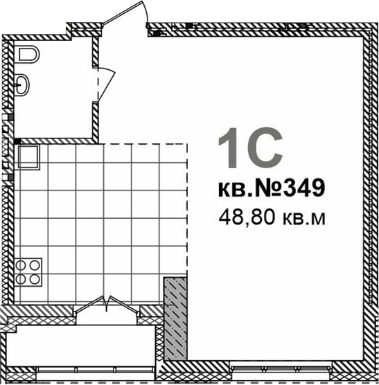 Планировка своб. план. 48.80 м² в ЖК «Римский квартал»