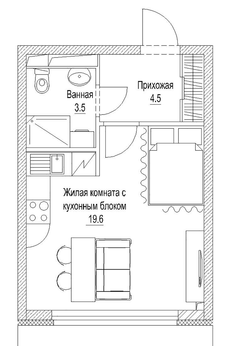 Планировка студии 28.90 м² в ЖК «Сити-парк. Кемерово»