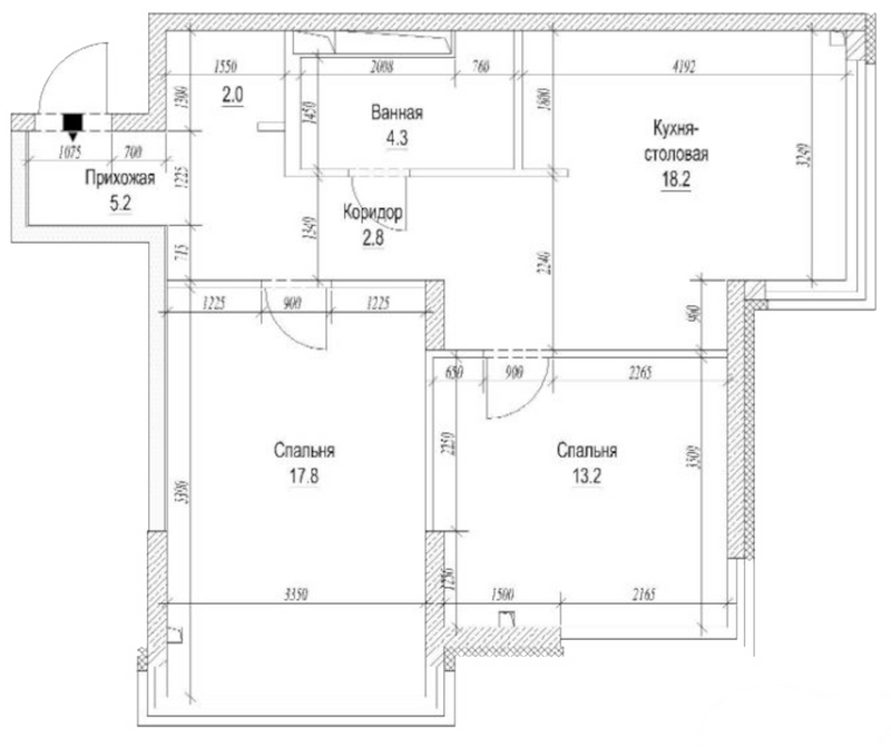 Планировка 2-к. квартира 66.10 м² в ЖК «Сити-парк. Кемерово»