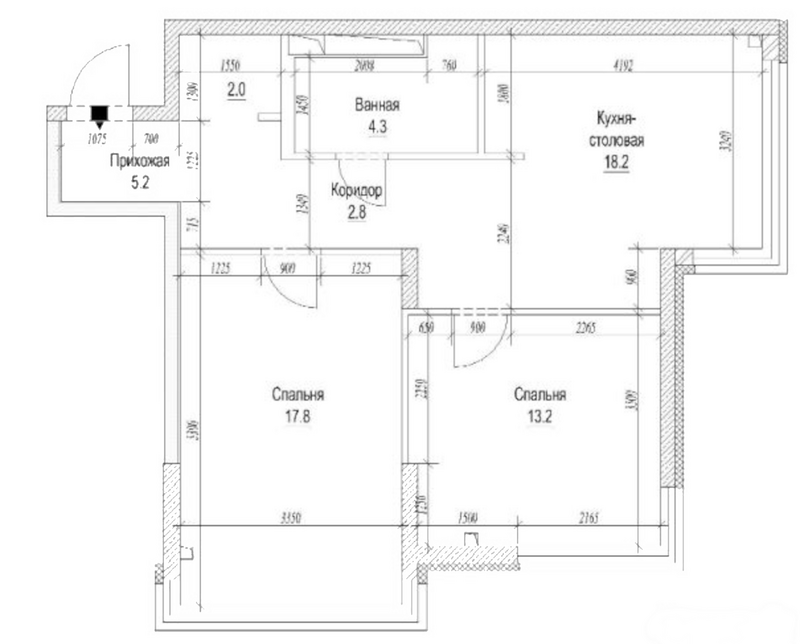 Планировка 2-к.кв 66.10 м² в ЖК «Сити-парк. Кемерово»