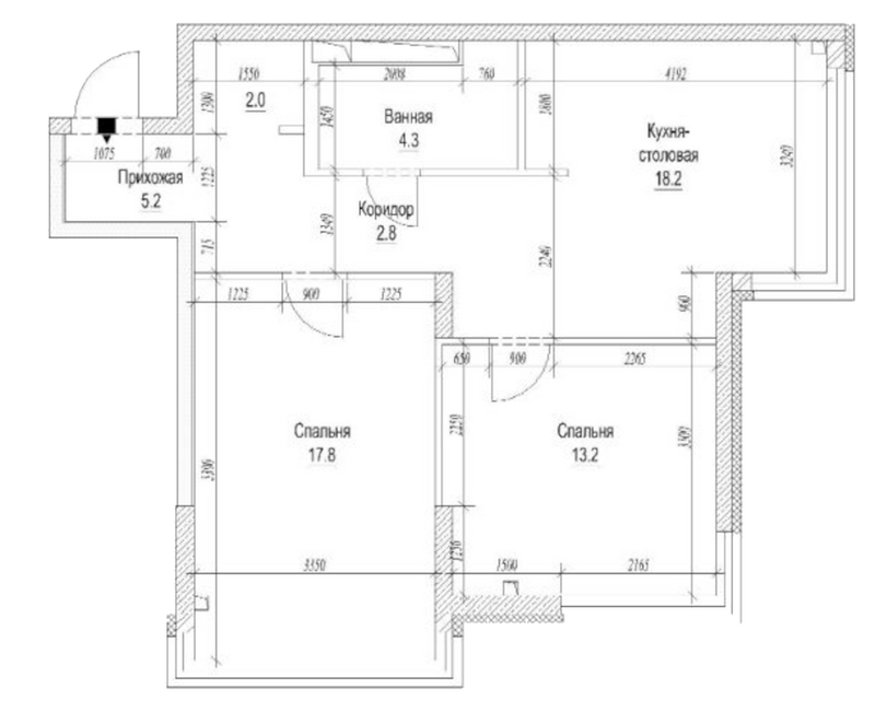 Планировка 2-к. квартира 66.10 м² в ЖК «Сити-парк. Кемерово»