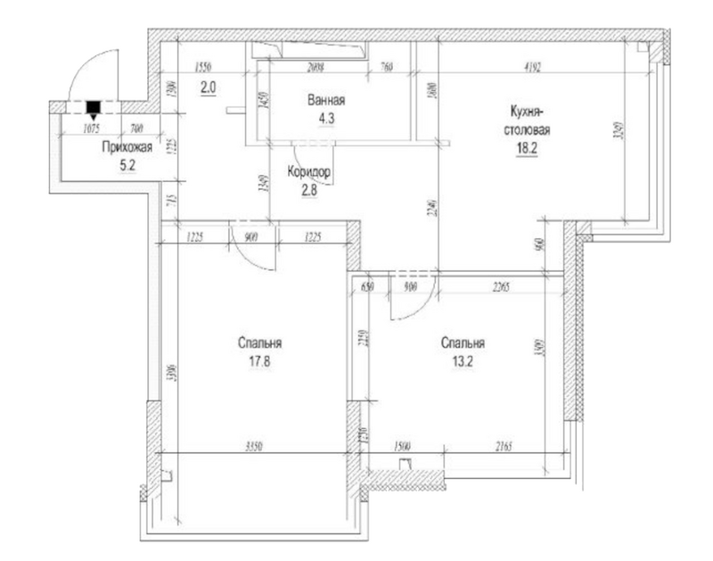 Планировка 2-к. квартира 66.10 м² в ЖК «Сити-парк. Кемерово»