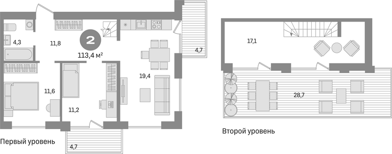Планировка 4е-к. квартира 75.30 м² в ЖК «Пшеница»