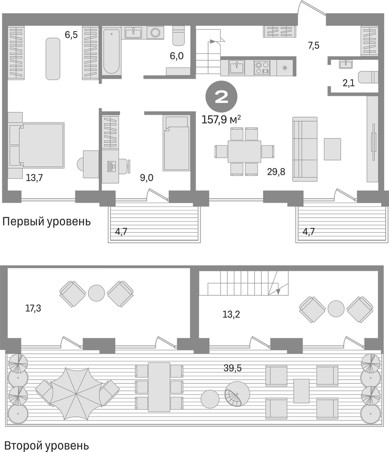 Планировка 3е-к. квартира 109.00 м² в ЖК «Пшеница»