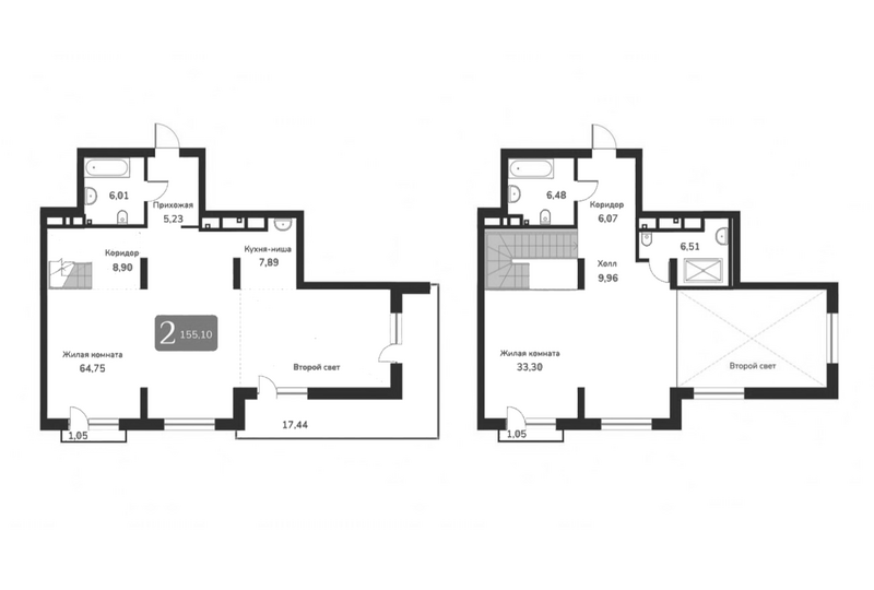Планировка своб. план. 155.10 м² в ЖК «Марсель-2»