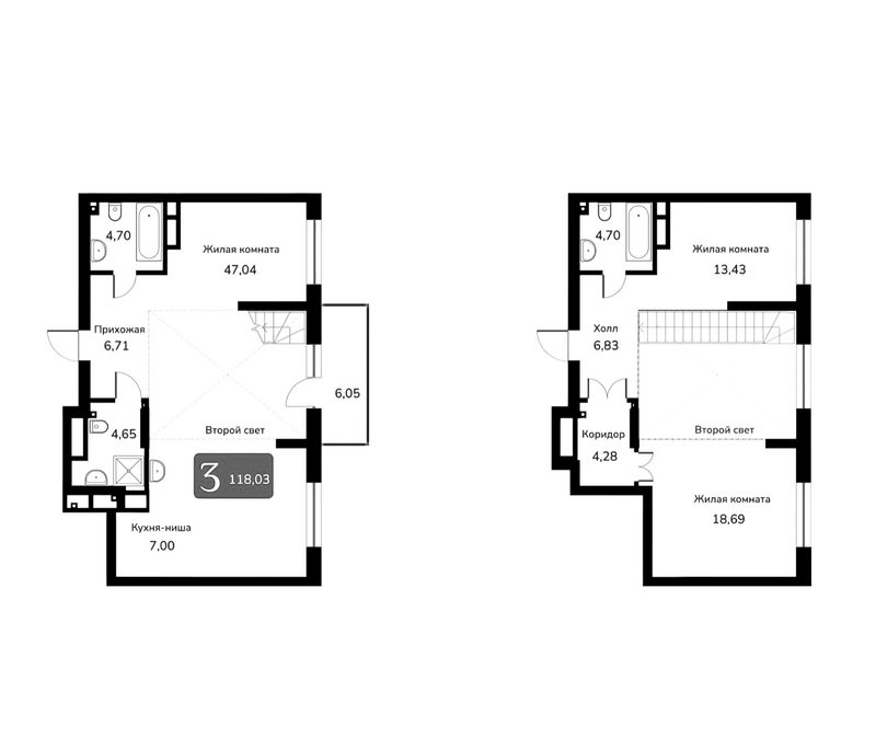 Планировка своб. план. 118.03 м² в ЖК «Марсель-2»