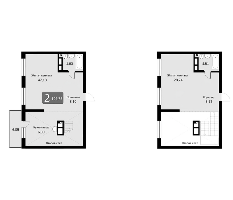 Планировка своб. план. 107.78 м² в ЖК «Марсель-2»