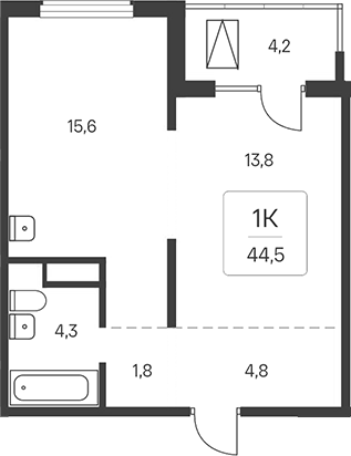 Планировка 1-к. квартира 40.30 м² в ЖК «Расцветай у Академгородка»