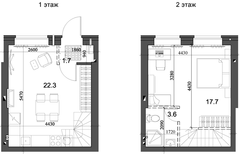 Планировка таунхаус 45.45 м² в ЖК «Коттеджный поселок Березки Элитный»