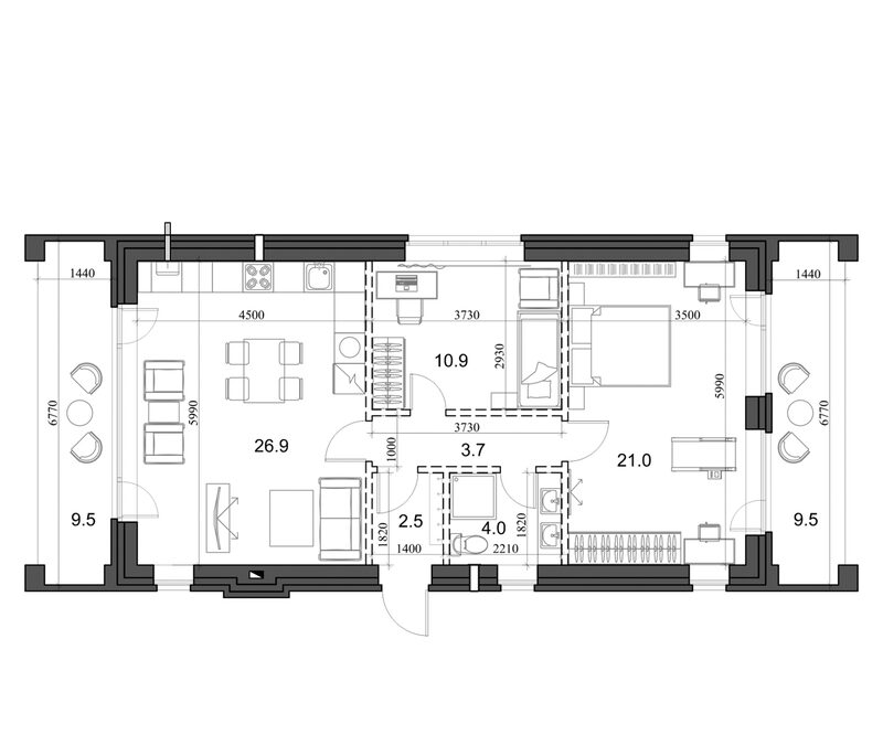 Планировка коттедж 71.80 м² в ЖК «Коттеджный поселок Березки Садовый»