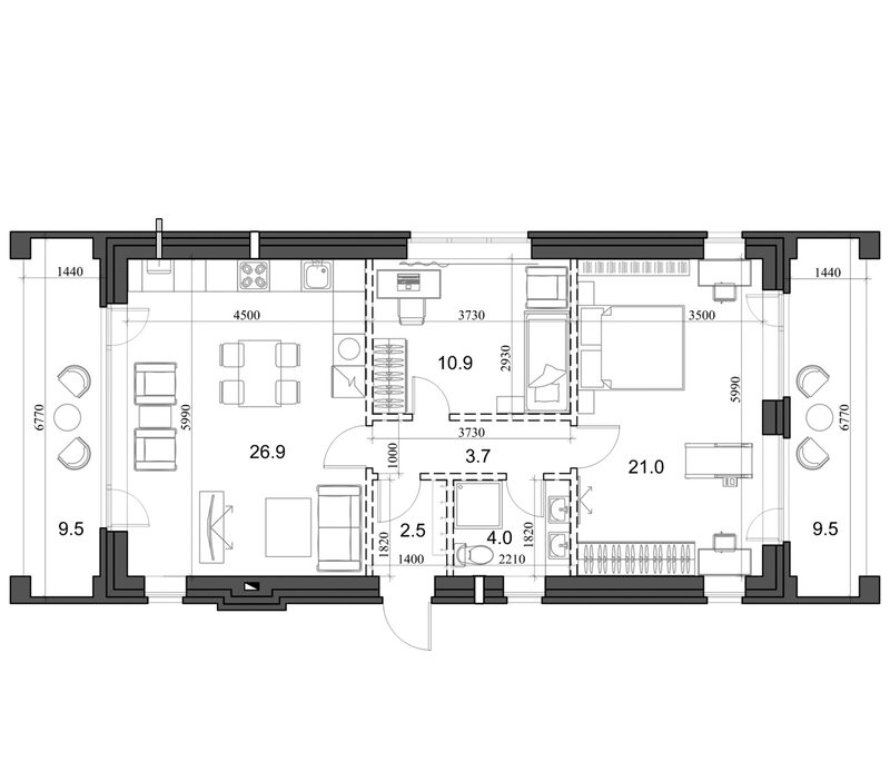 Планировка коттедж 71.80 м² в ЖК «Коттеджный поселок Березки Садовый»