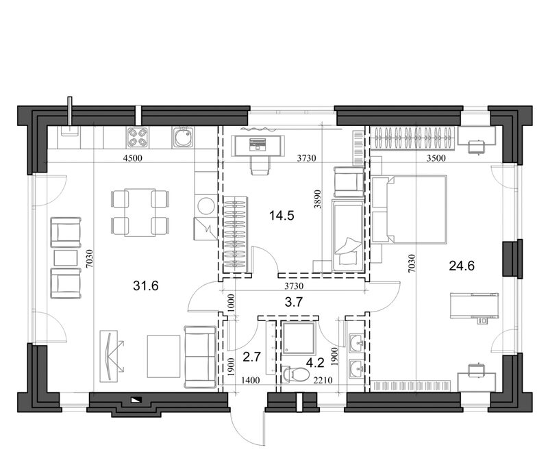 Планировка коттедж 84.16 м² в ЖК «Коттеджный поселок Березки Садовый»