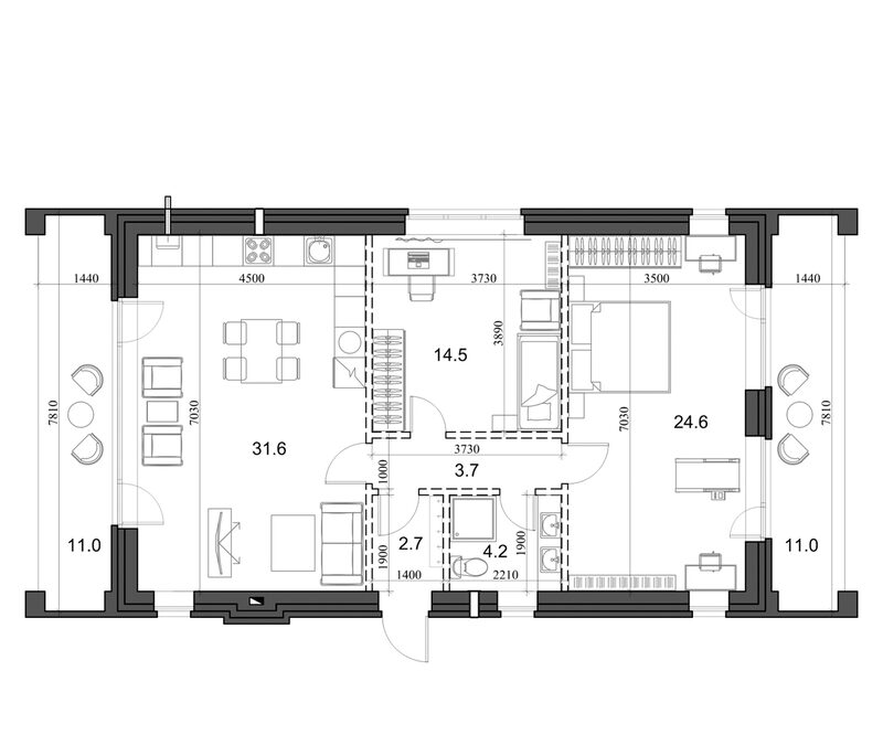 Планировка коттедж 84.24 м² в ЖК «Коттеджный поселок Березки Садовый»