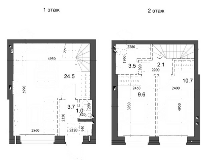 Планировка таунхаус 56.04 м² в ЖК «Коттеджный поселок Березки Элитный»