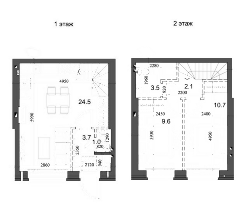 Планировка таунхаус 56.04 м² в ЖК «Коттеджный поселок Березки Элитный»