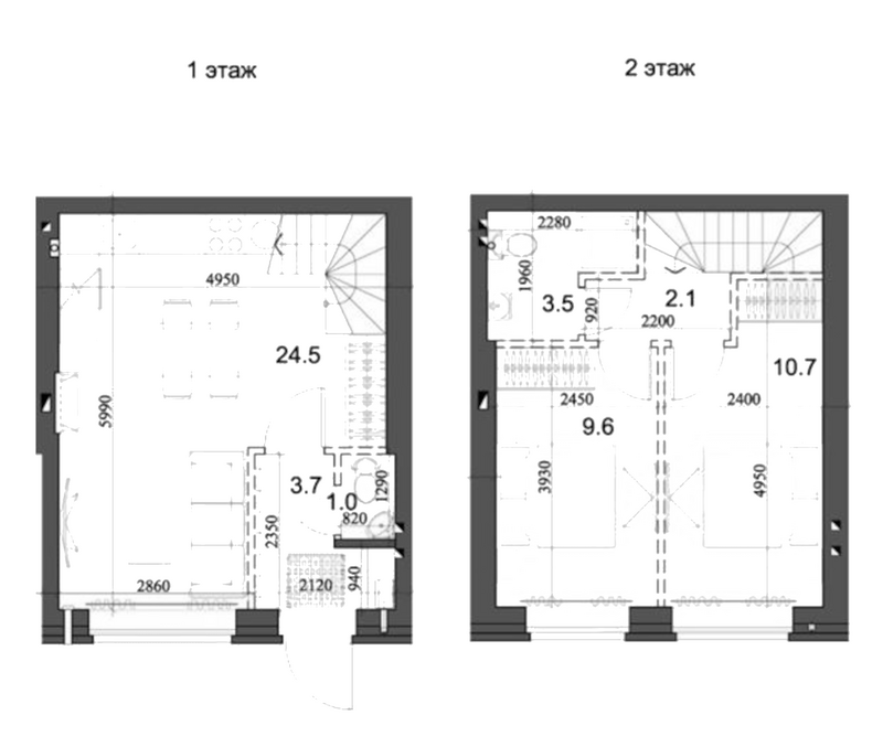 Планировка таунхаус 56.04 м² в ЖК «Коттеджный поселок Березки Элитный»