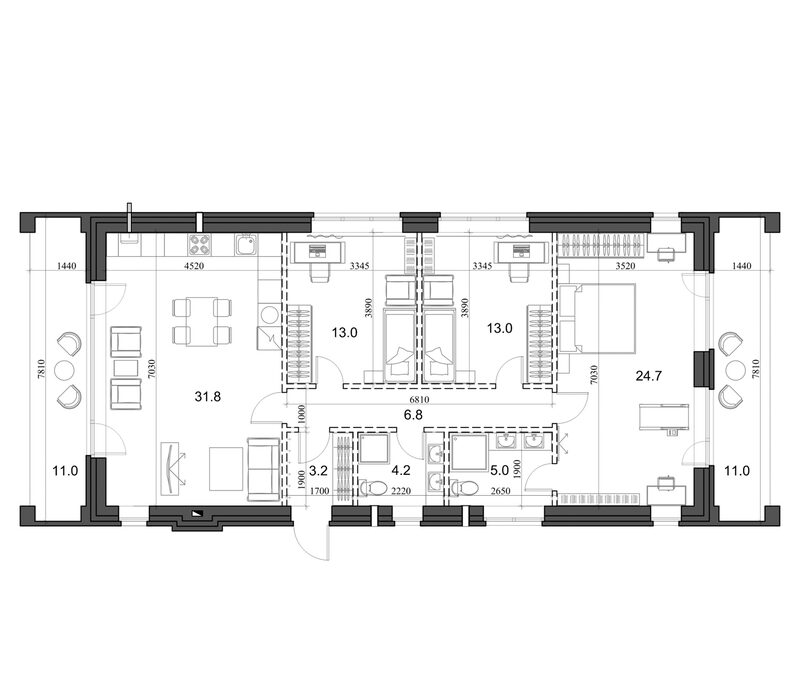 Планировка коттедж 106.18 м² в ЖК «Коттеджный поселок Березки Садовый»