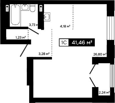 Планировка студии 39.22 м² в ЖК «Платина»