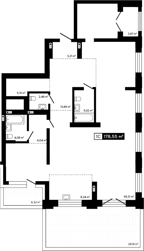 Планировка студии 139.40 м² в ЖК «Платина»