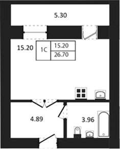 Планировка студии 24.05 м² в ЖК «Дивногорский»