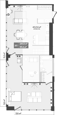 Планировка студии 265.30 м² в ЖК «Freedom»
