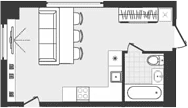 Планировка студии 27.40 м² в ЖК «Freedom»